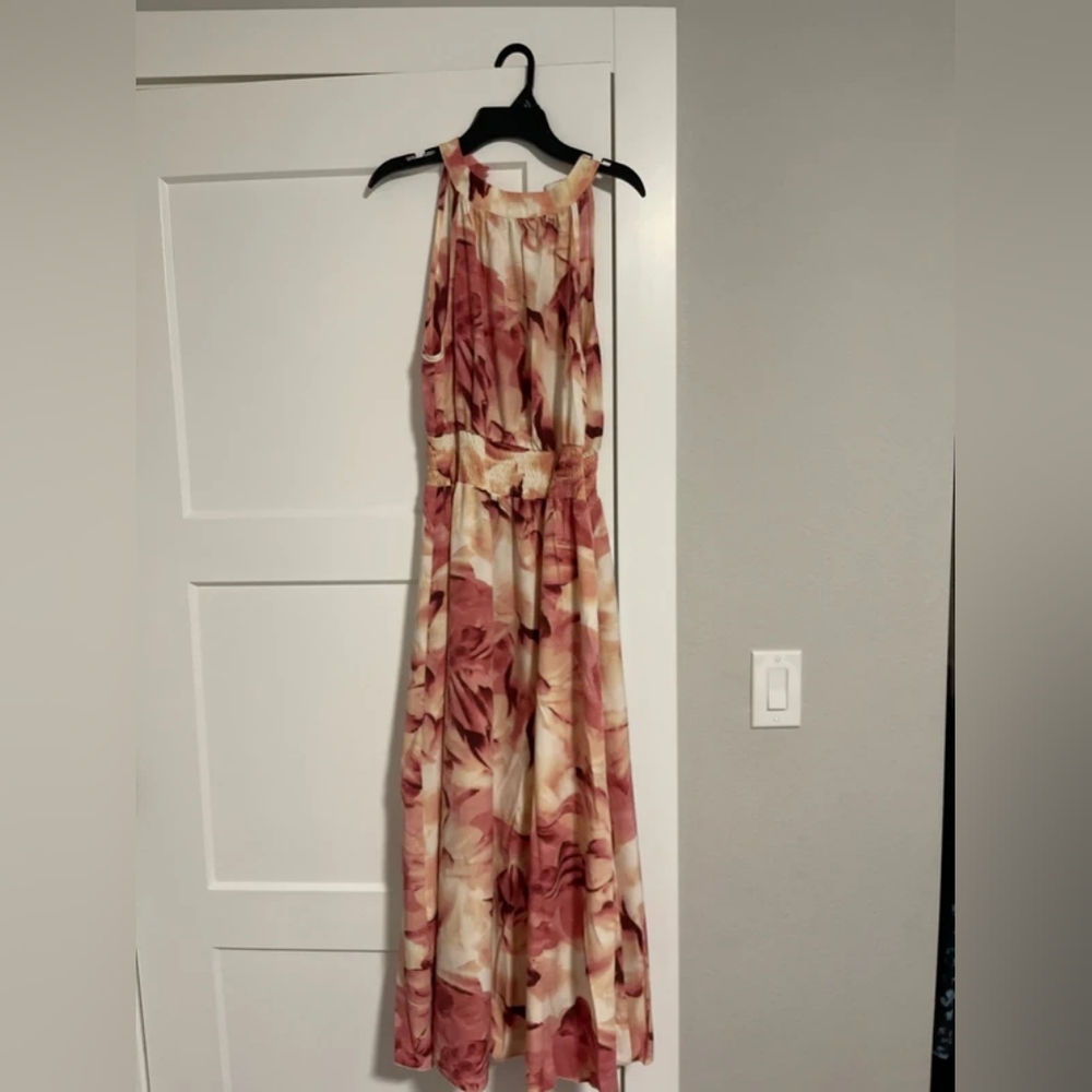 SHEIN Pink and Cream Floral Maxi Dress